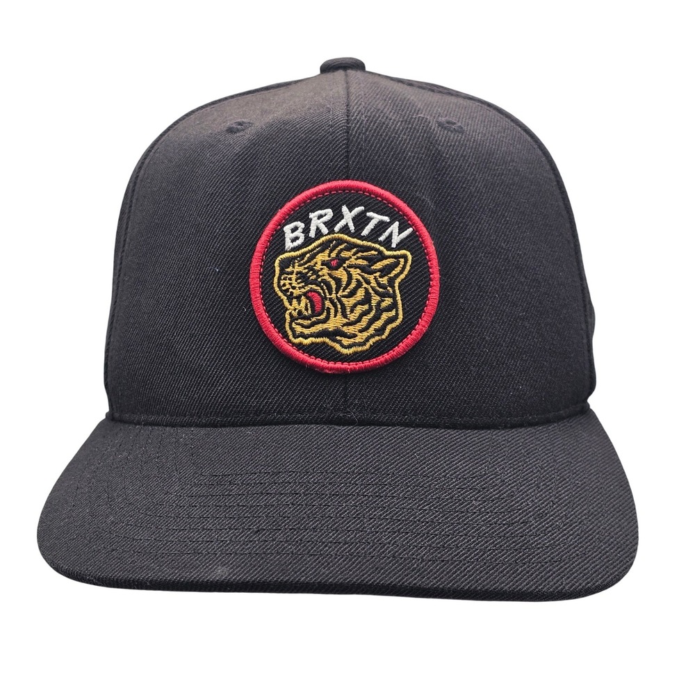 Brixton MFG Co Retro Vintage Tiger Logo Patch Embroidered Black Snapback Hat